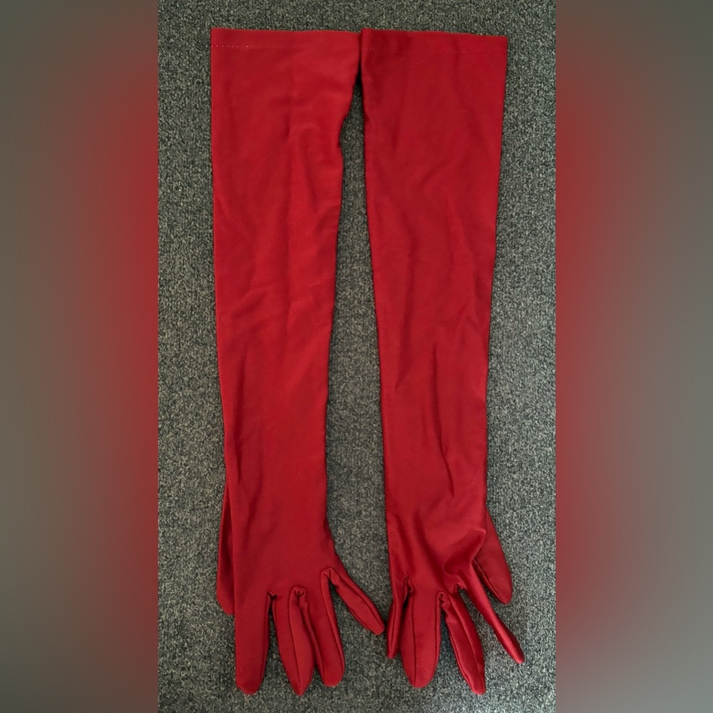 Dark Red Evening Gloves